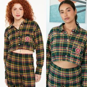 Fenty TIED UP TARTAN RAW HEM PJ SHIRT NWT size M